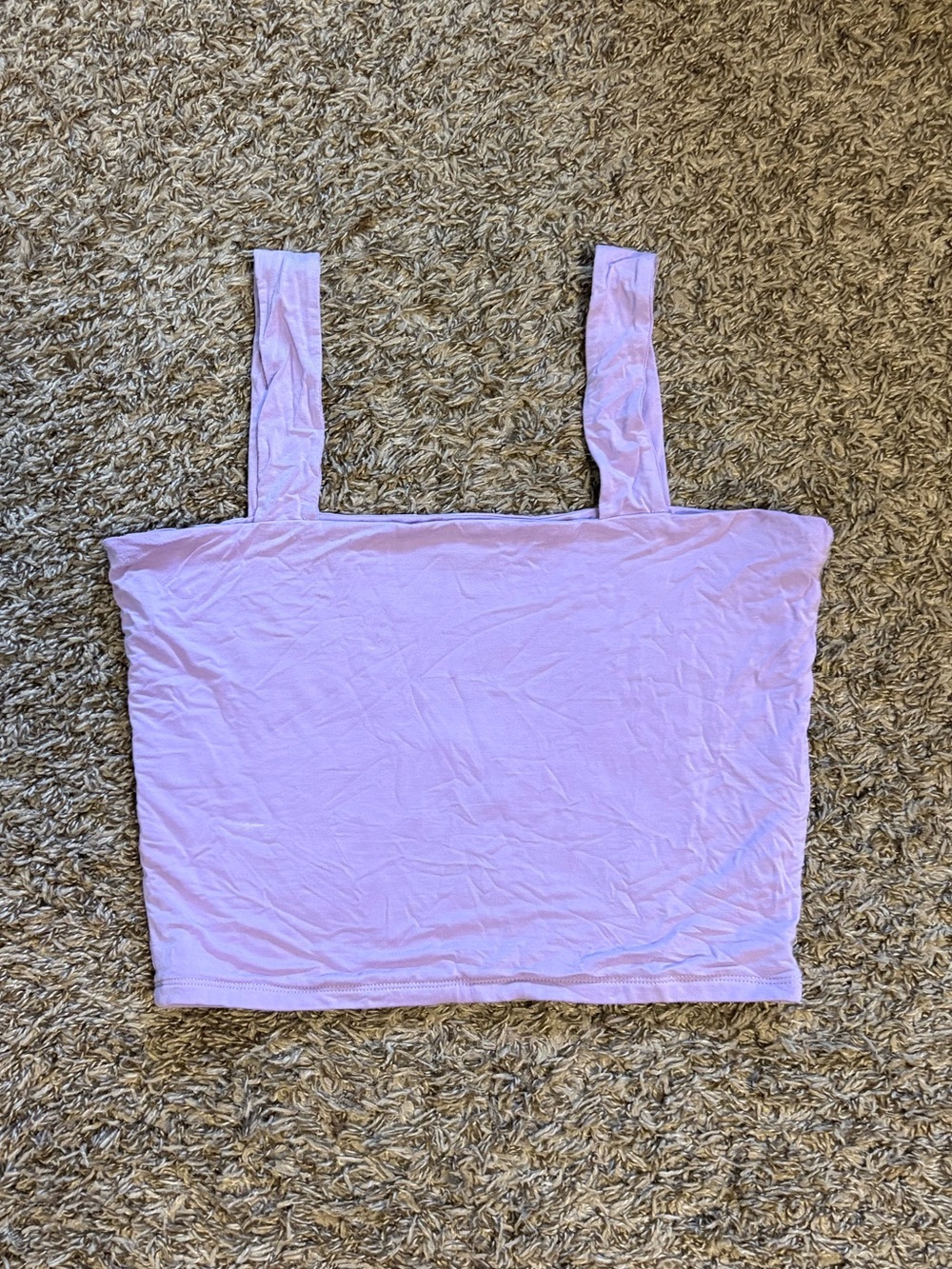 Cropped Square-Neck Tank Top in Lavender